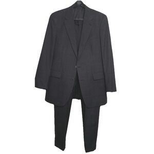 Chaps Ralph Lauren 2 Piece Suit Mens 44R Blazer 37/32 Pant Gray Striped Wool Mix